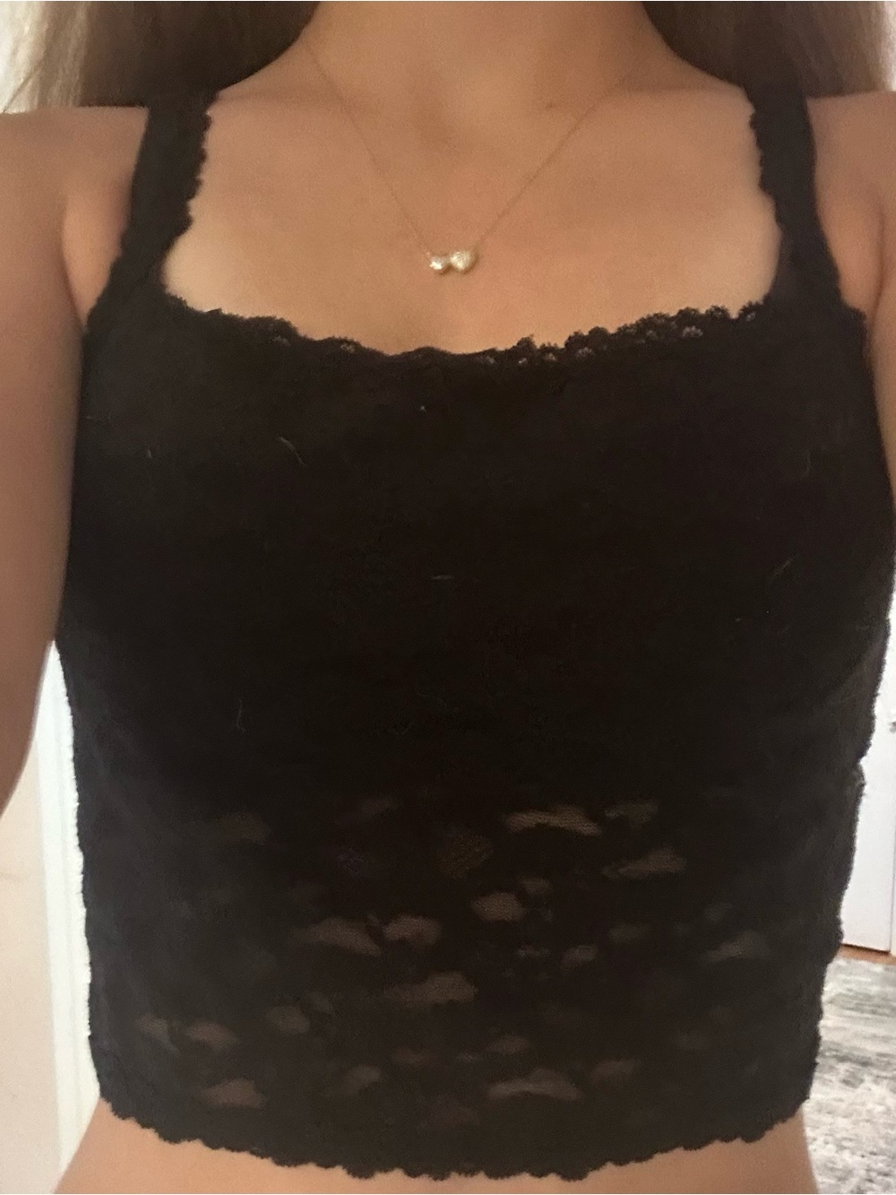 Aerie Black Lace Cropped Top